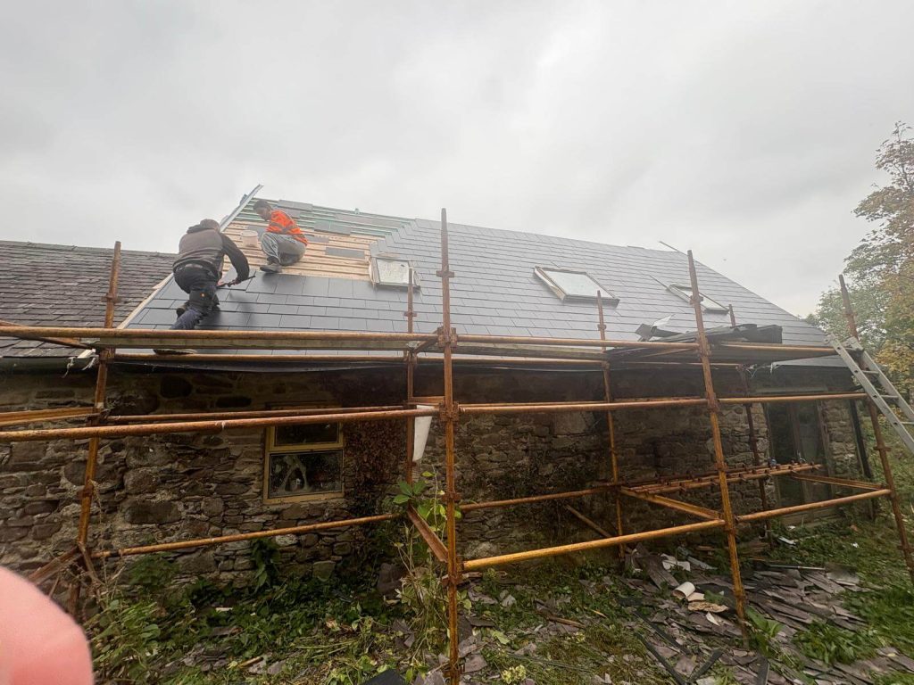 new slate roof install